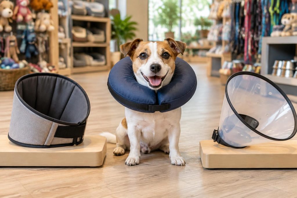 comparez les collerettes pour chien gonflables ou souples, disponibles en animalerie, afin de choisir un modèle confortable et adapté à votre compagnon.